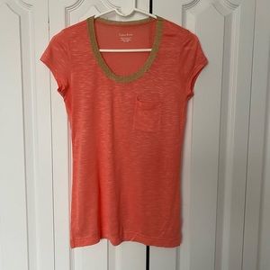 Calvin Klein blouse, beautiful apricot/ peach color with gold around cleavage
